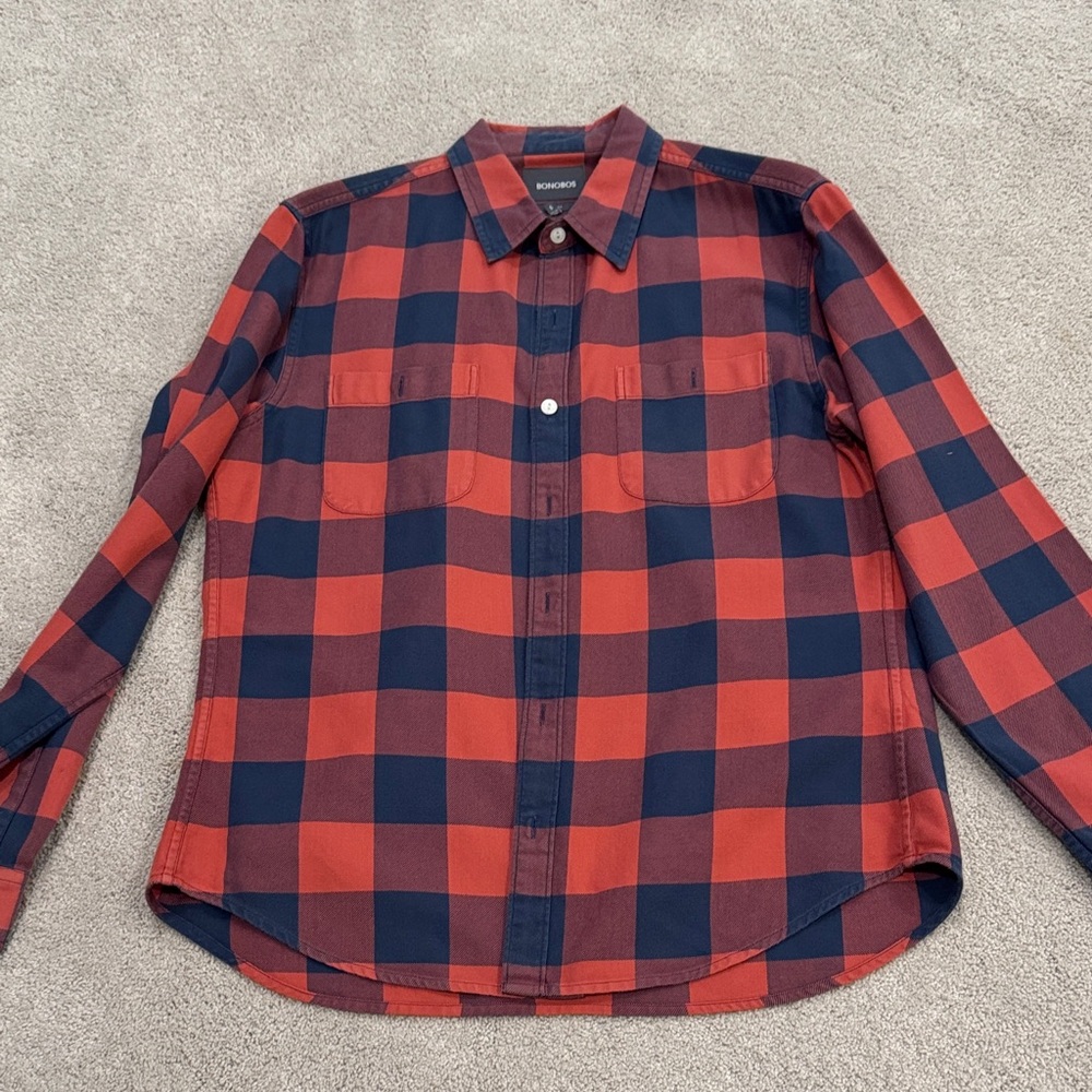 Bonobos Red and Navy Checkered Shirt